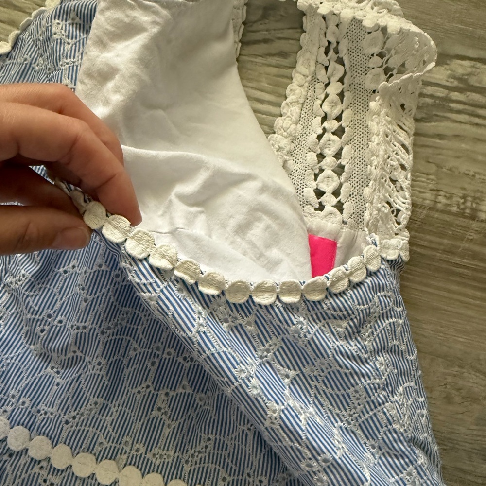 Lilly Pulitzer Light Blue Eyelet Halter Mini Dress - Picture 7 of 15